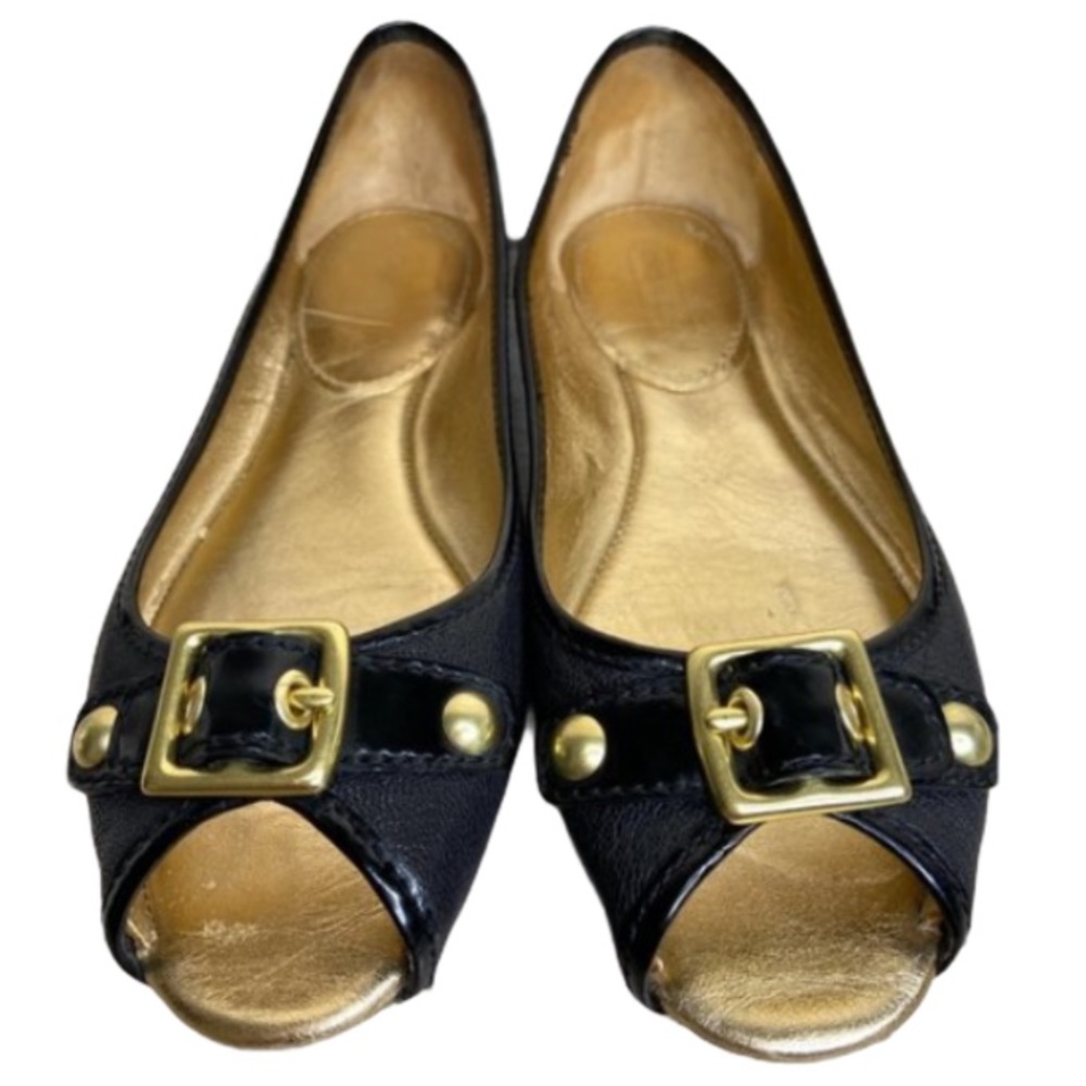 COACH Women's Black Leana Canvas Leather Heels